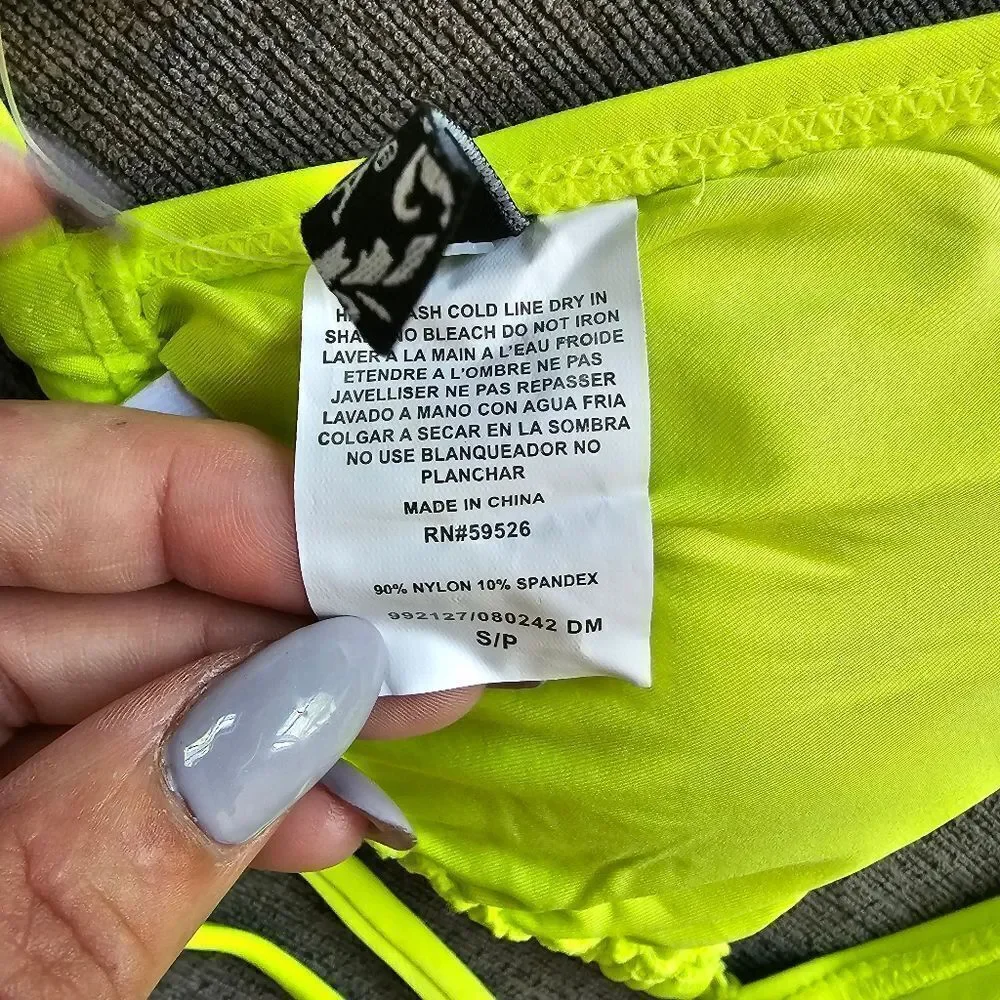 Becca Women's Classic Triangle neon yellow Top & Bottom Two Piece Set Si…